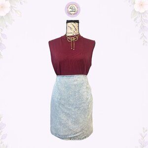 Vintage 1990s Denim Wrap Skirt • USA Made by Billy Blues • Tie Waist • Size 7